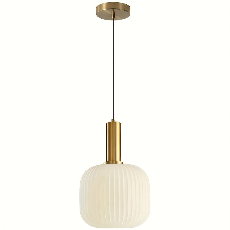 Ribbed Glass & Brass Pendant