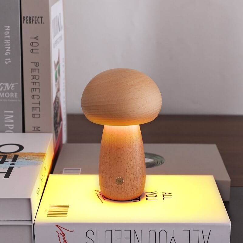 Portobello Wooden Mushroom Night Light