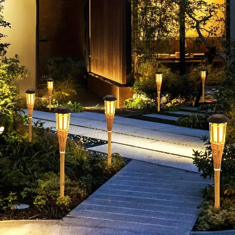 Solar Bamboo Flame Lantern 2 Pack