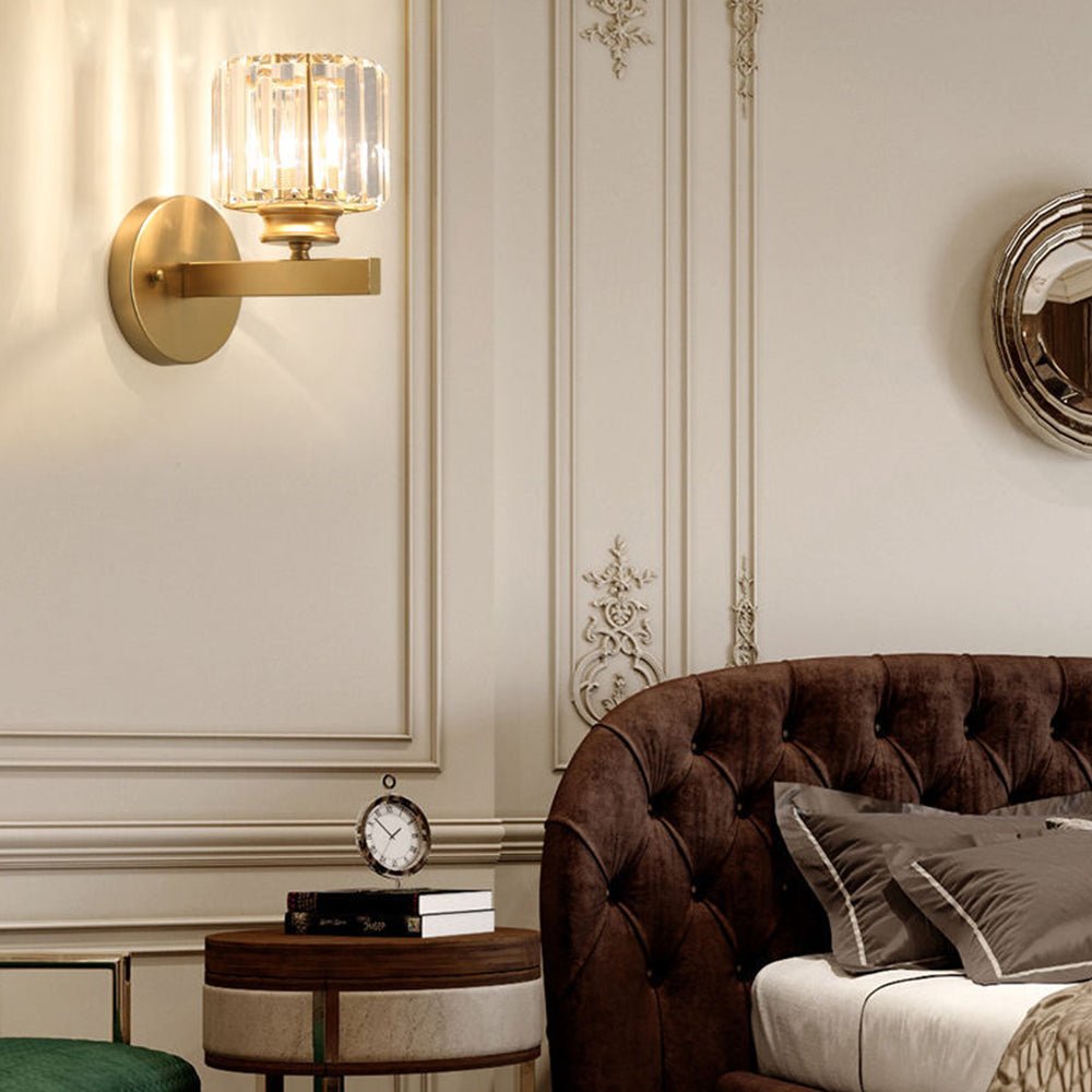 Crystal Glass & Iron Wall Sconce