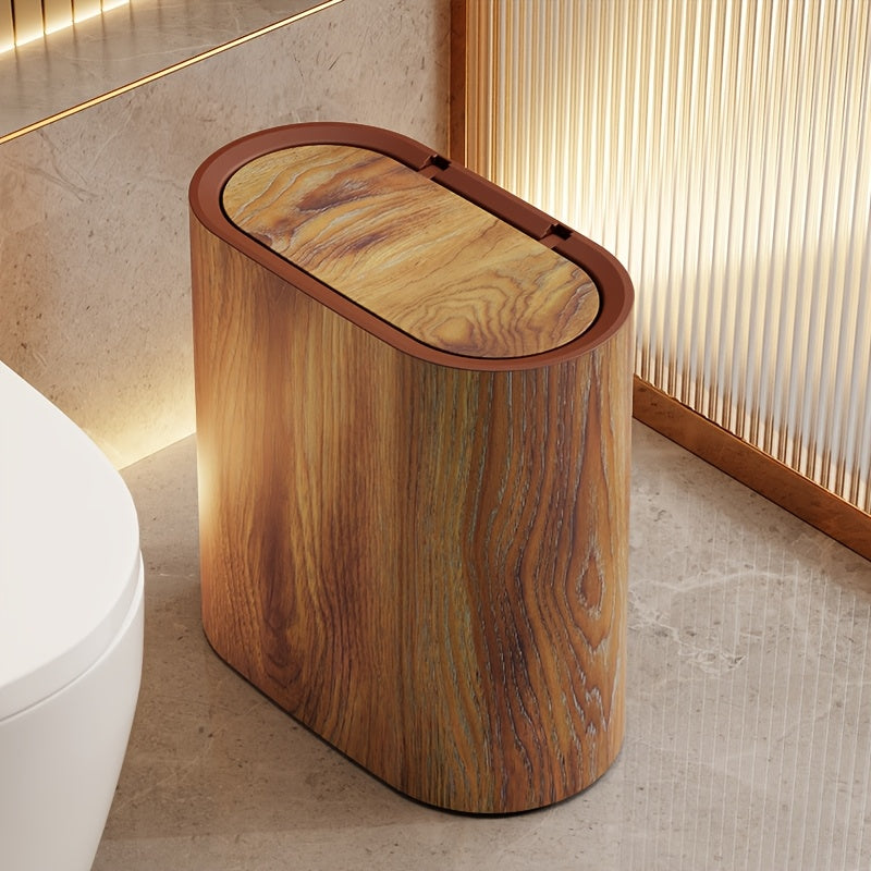 Marble Pattern Lidded Bathroom Bin