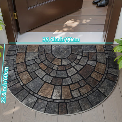 Half Circle Mosaic Pattern Door Mat