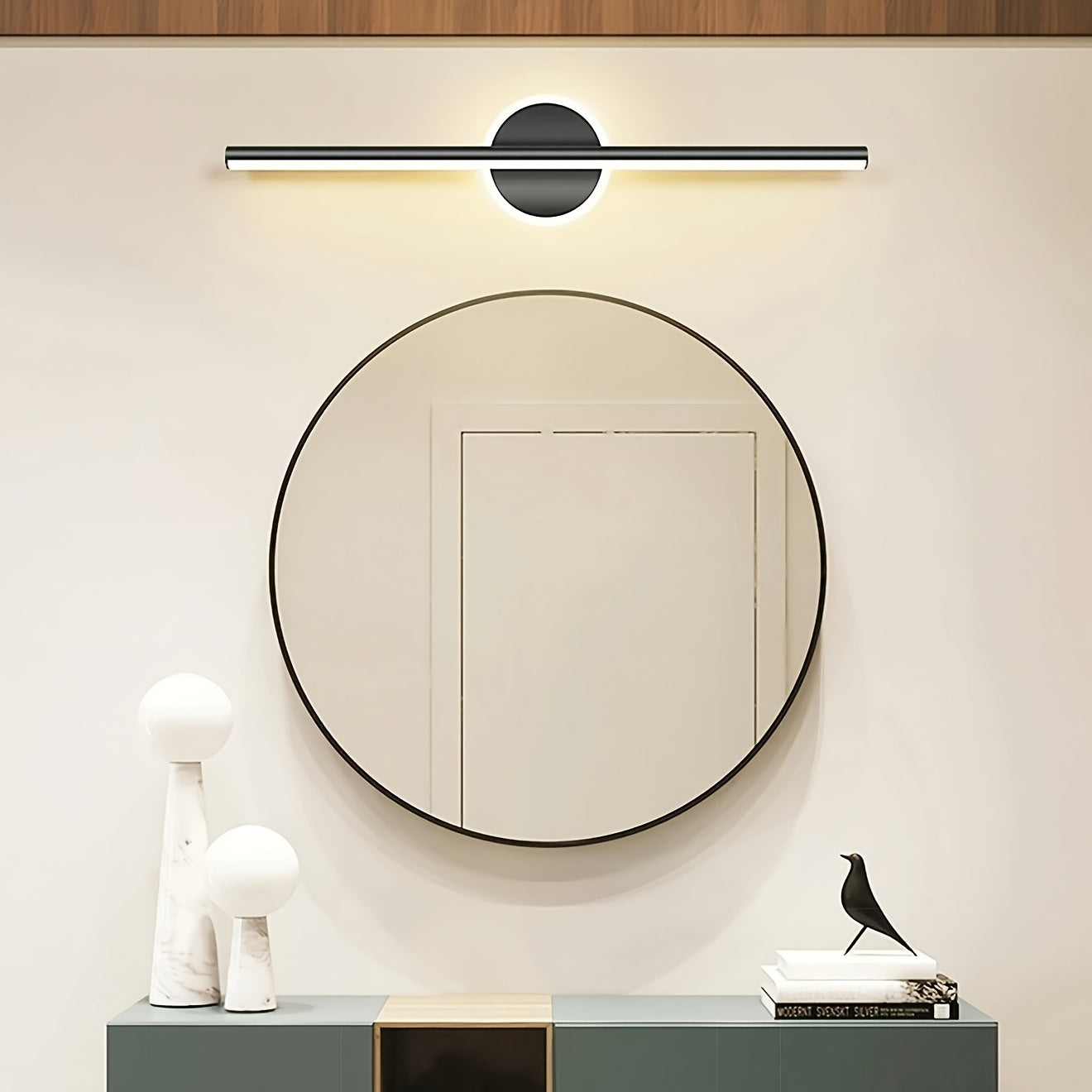 Luxe Black & Gold Mirror Wall Light