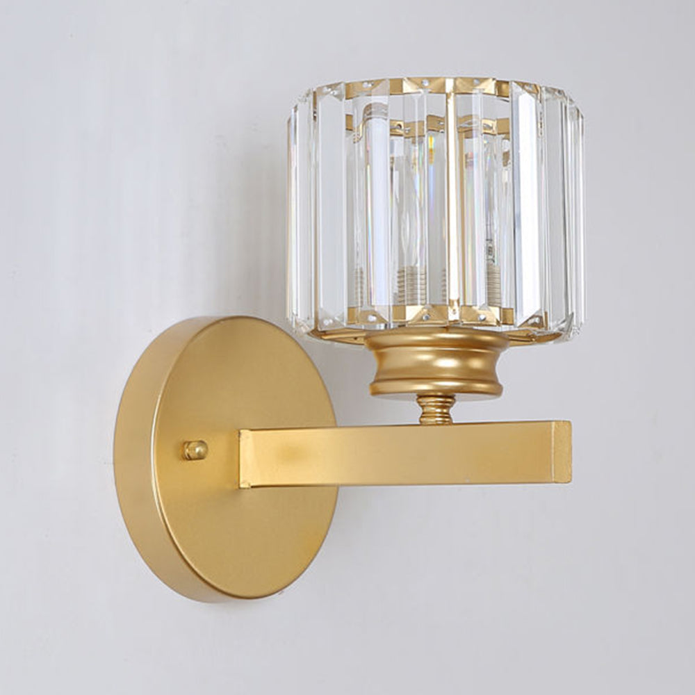 Crystal Glass & Iron Wall Sconce