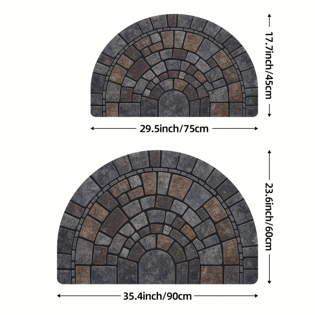 Half Circle Mosaic Pattern Door Mat