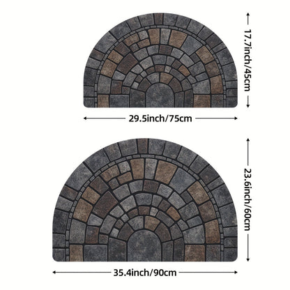 Half Circle Mosaic Pattern Door Mat