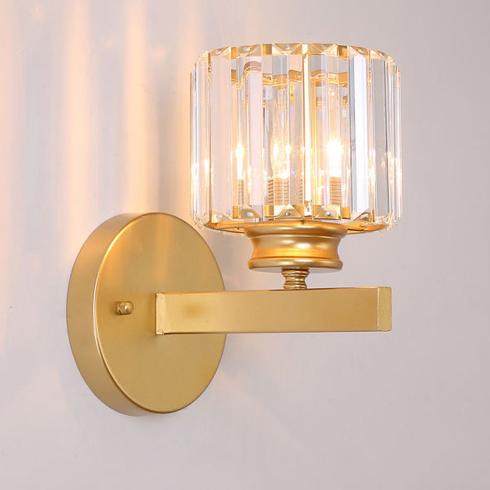 Crystal Glass & Iron Wall Sconce