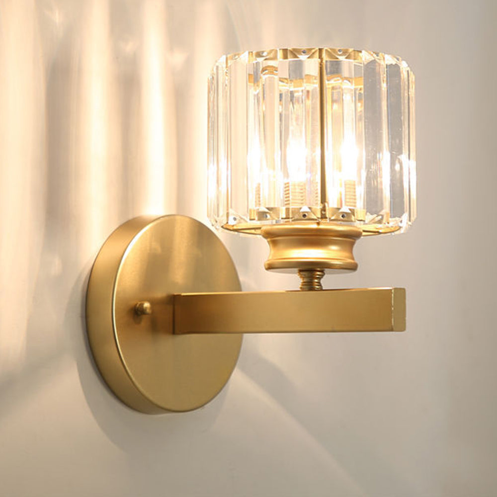 Crystal Glass & Iron Wall Sconce