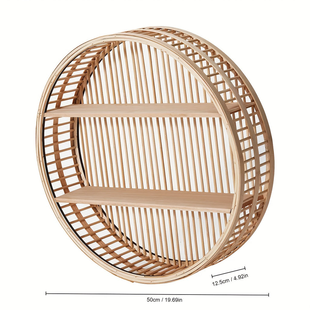 Round Bamboo Floating Wall Shelf
