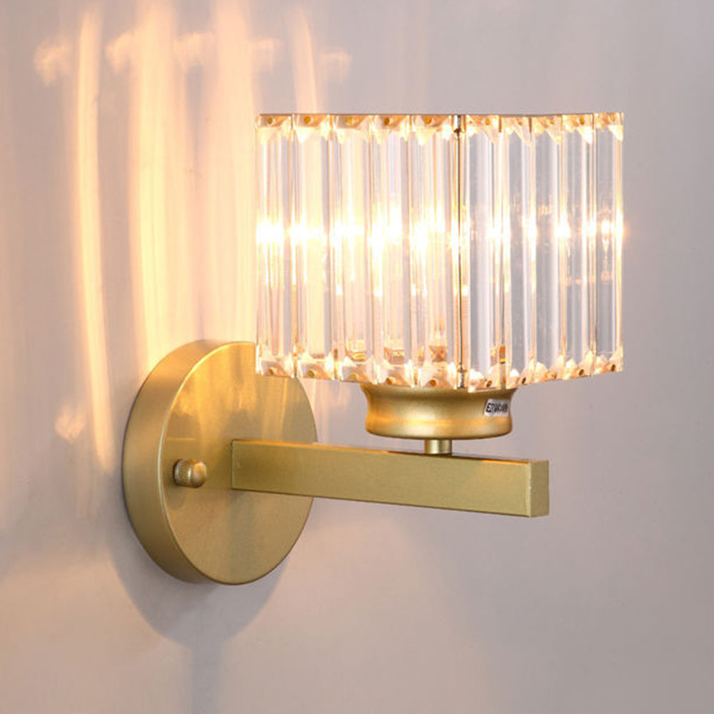 Crystal Glass & Iron Wall Sconce