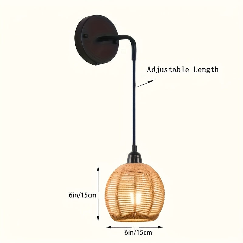 Boho Handwoven Rattan Wall Sconce