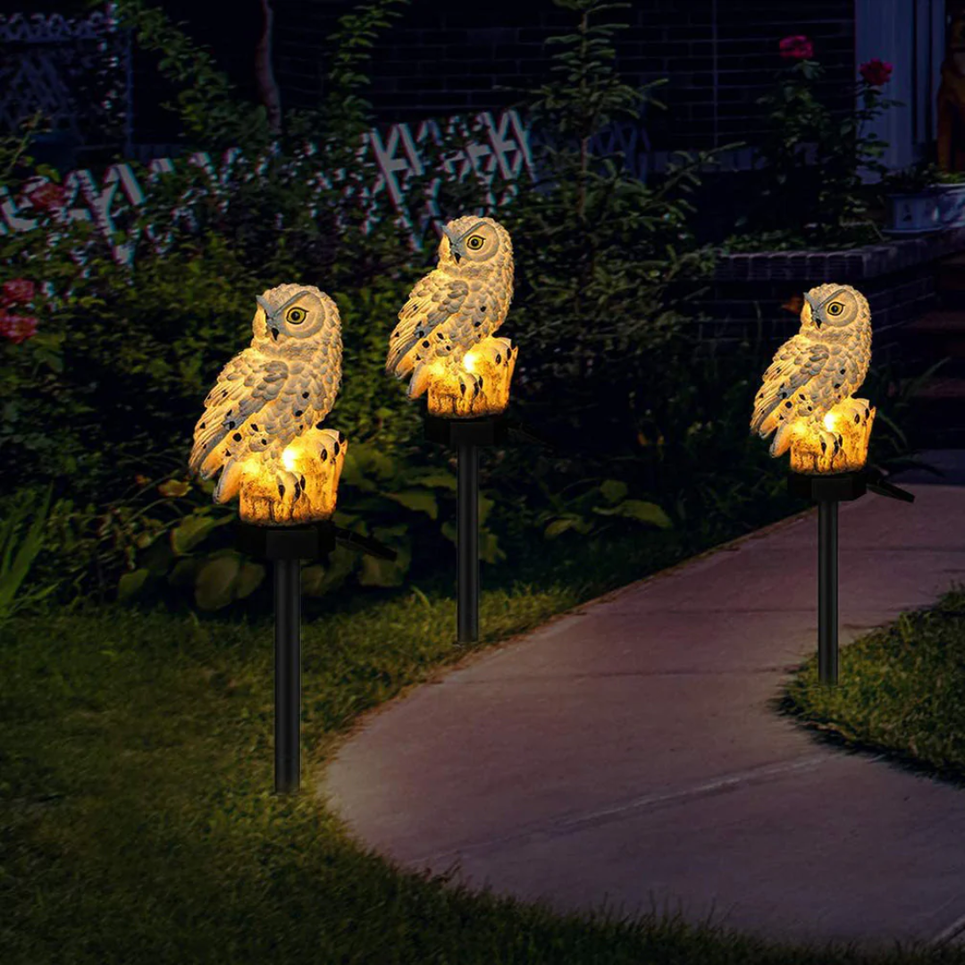 Solar Owl Garden Pathway Stake Lamp