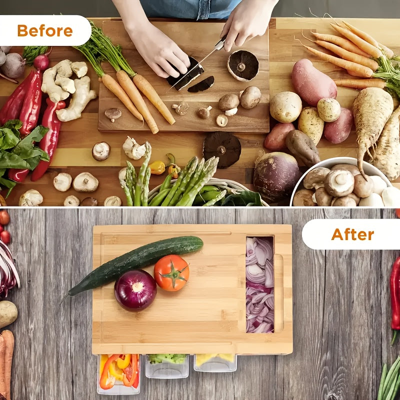 Bamboo Cutting Board Prep Station