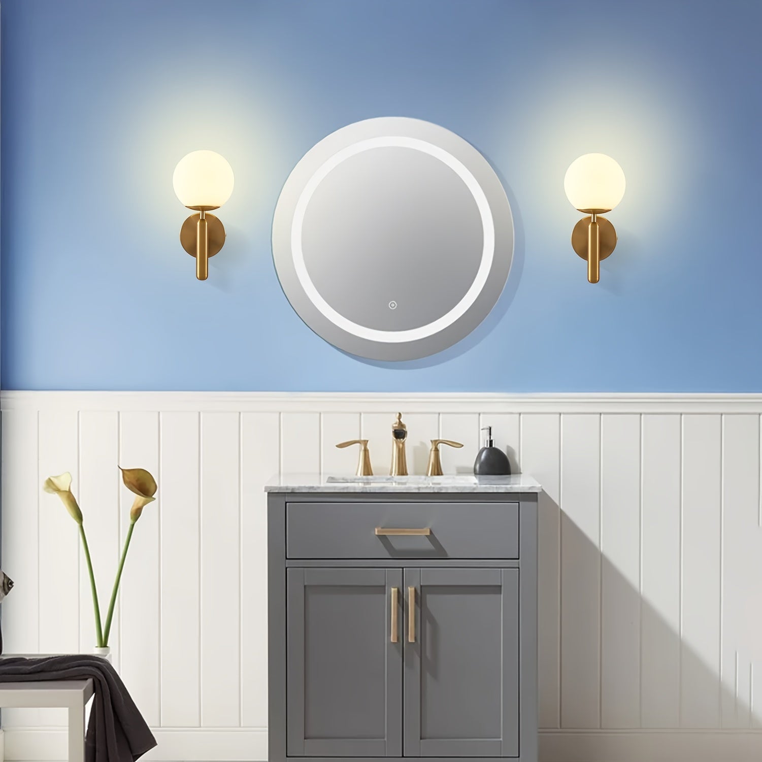 Glass Globe Polished Metal Wall Sconce