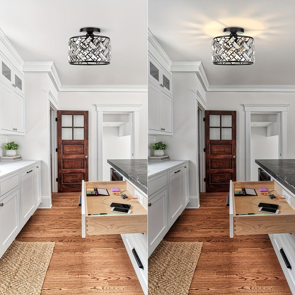 Crystal Semi Flush Ceiling Light