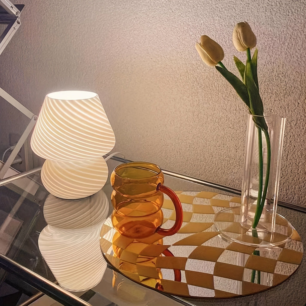 Murano Style Glass Mushroom Lamp