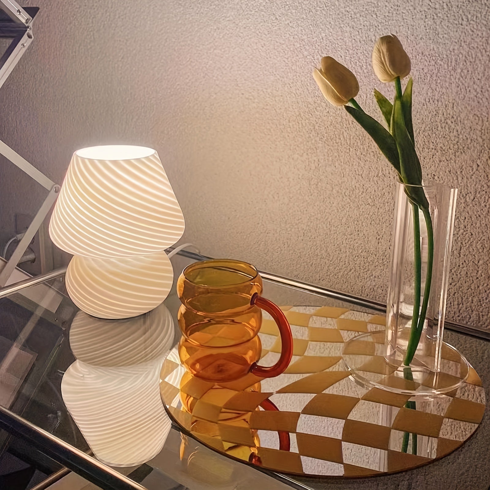 Murano Style Glass Mushroom Lamp