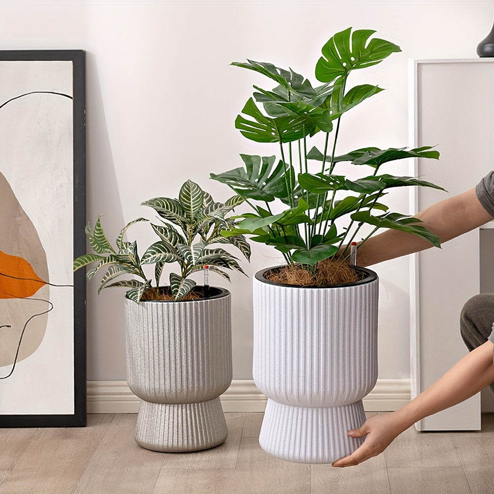 White Self Watering Wine Glass Planter
