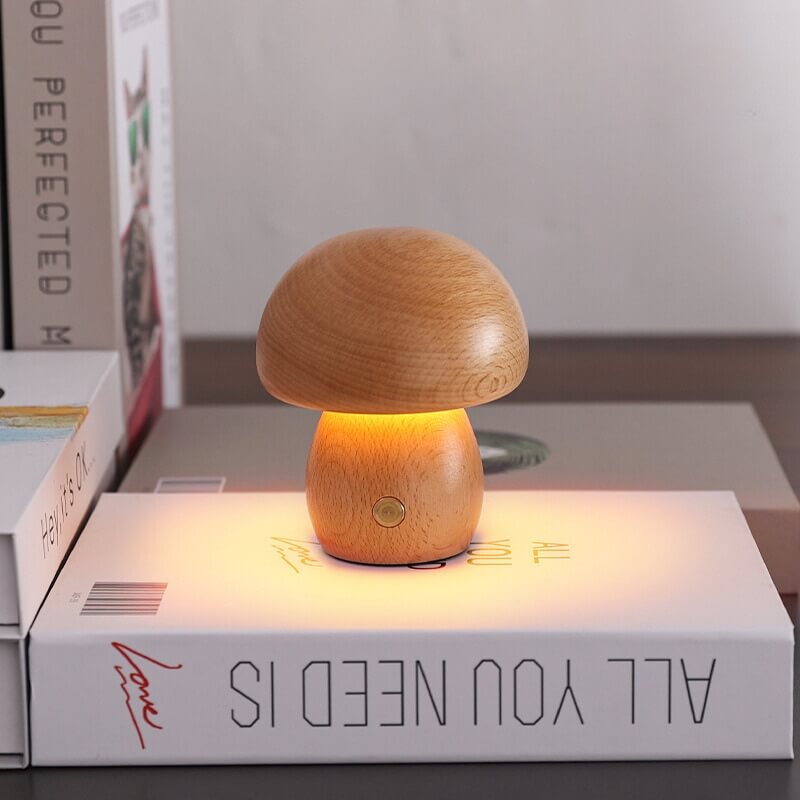Portobello Wooden Mushroom Night Light
