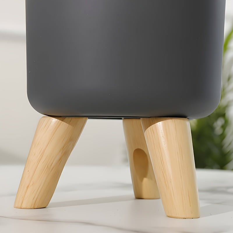 Round Planter Pot with Wooden Legs