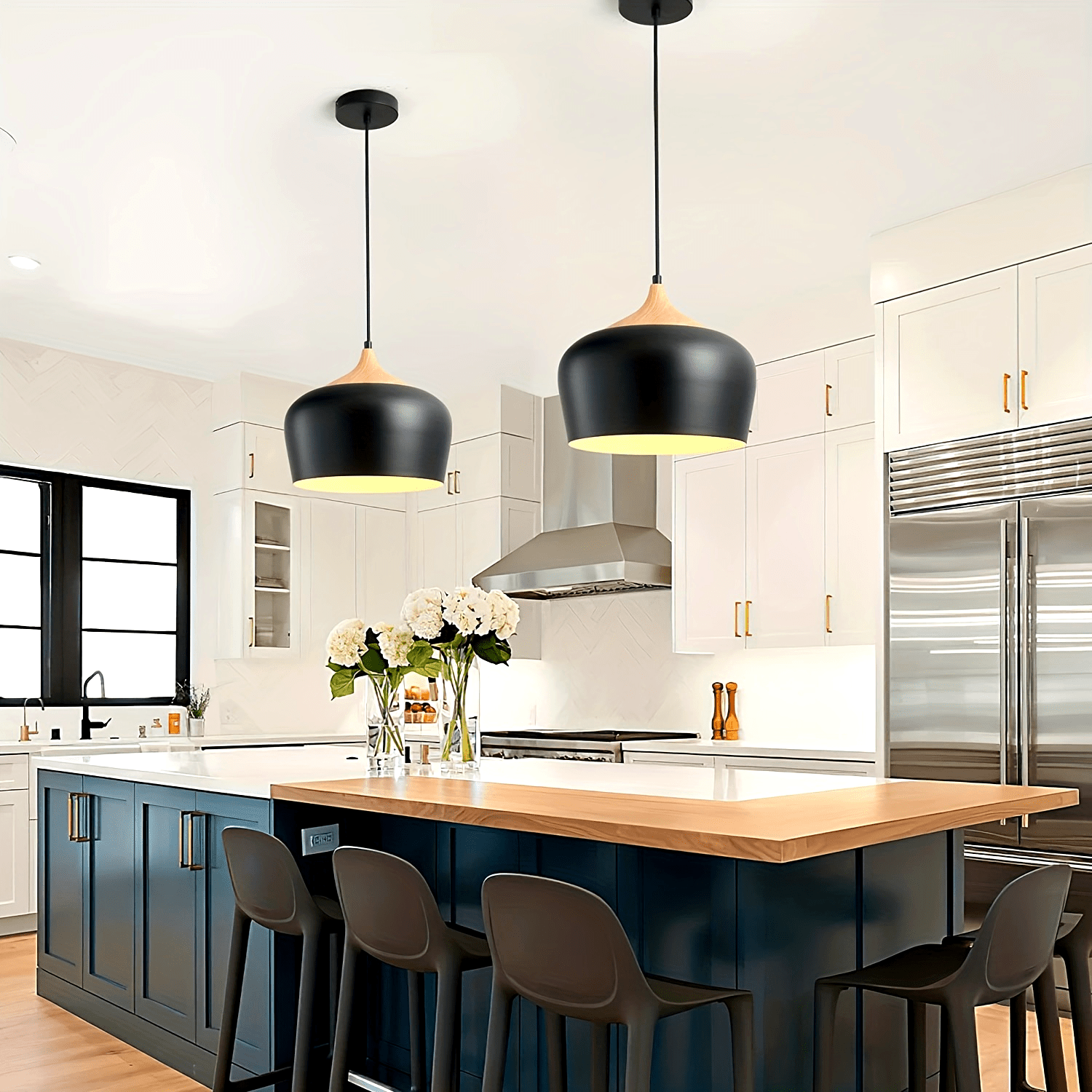 Iron & Wood Grain Pendant Light