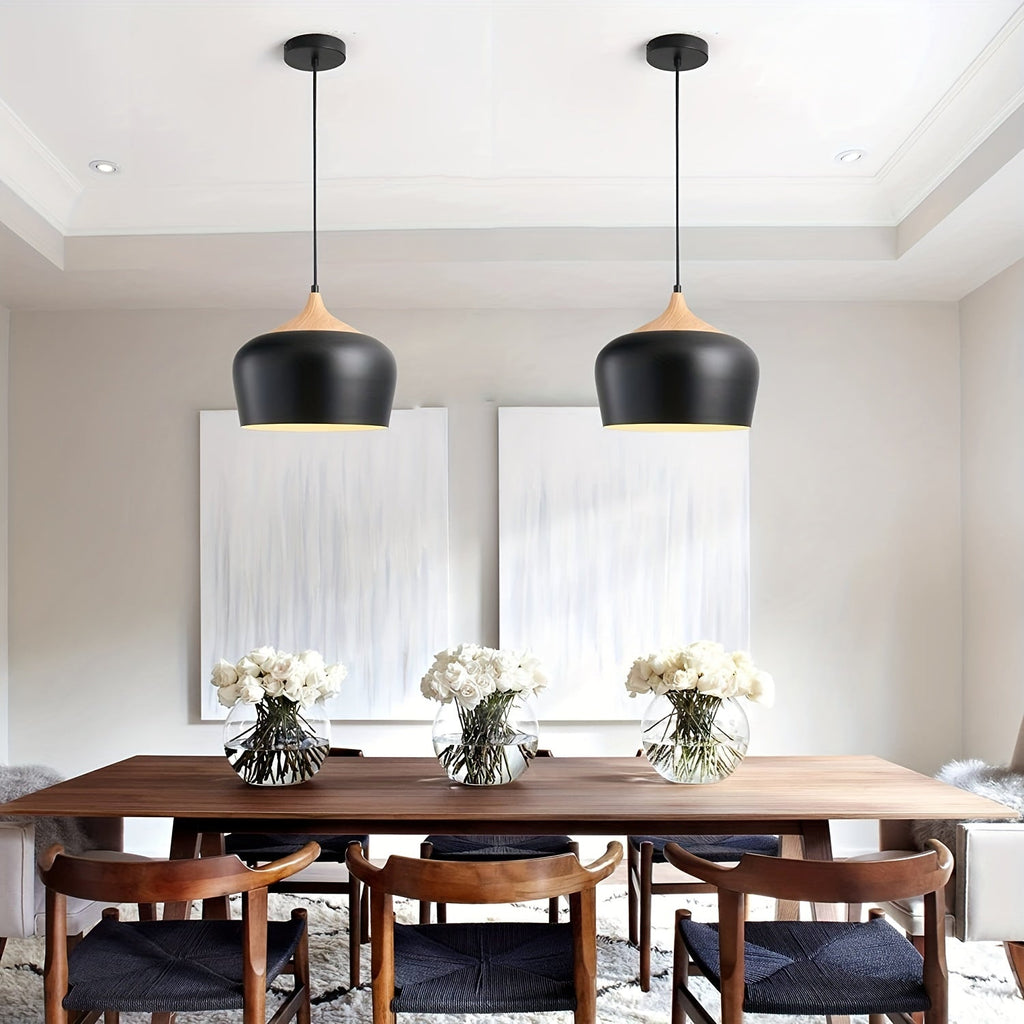 Iron & Wood Grain Pendant Light