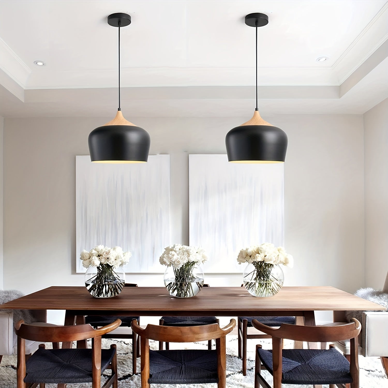 Iron & Wood Grain Pendant Light