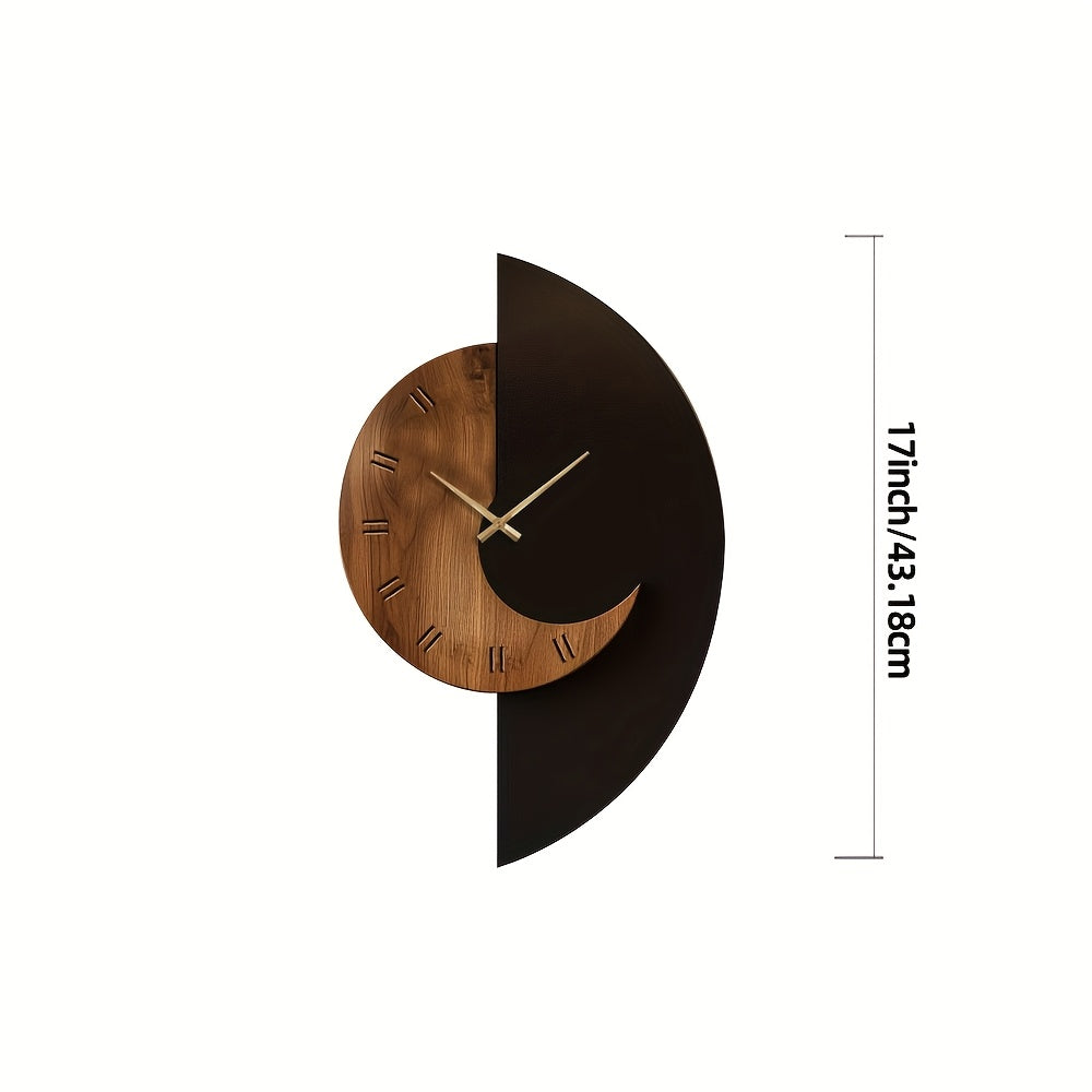 Half-Moon Wooden Silent Wall Clock