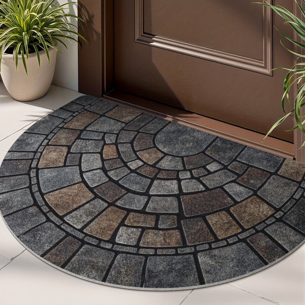 Half Circle Mosaic Pattern Door Mat