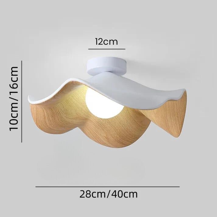 Wooden Lotus Flush Ceiling Light