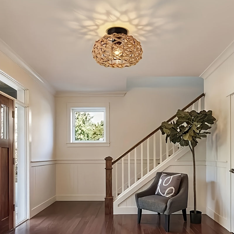 Hemp Rope Rustic Flush Ceiling Light
