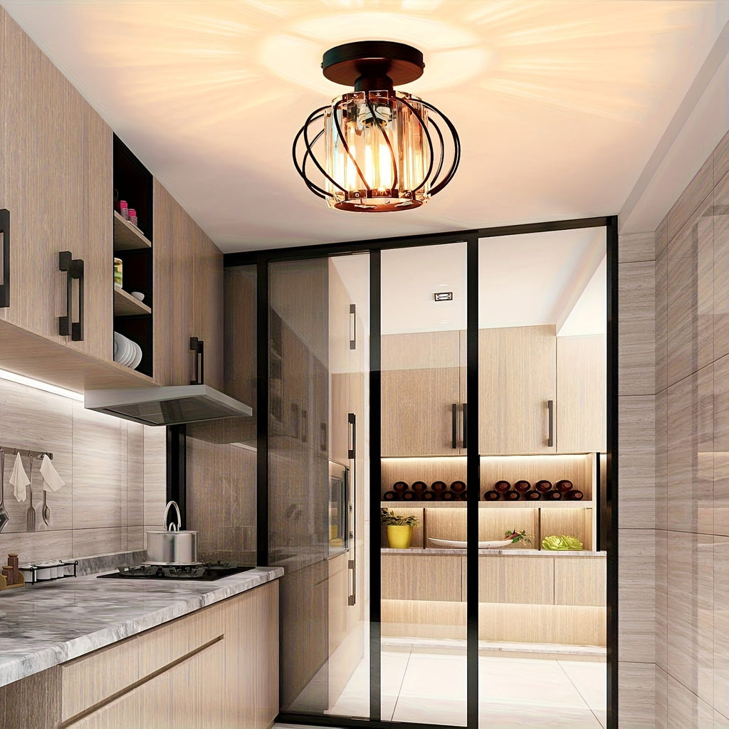 Industrial Cage Semi Flush Ceiling Light