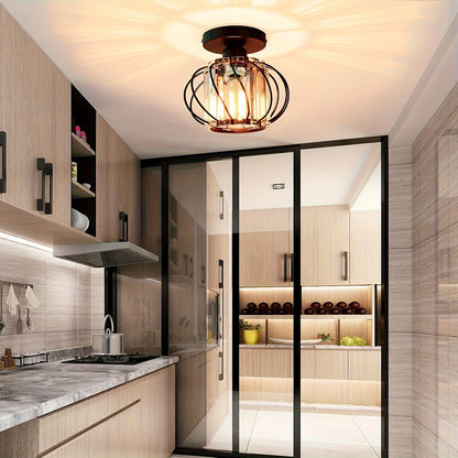 Industrial Cage Semi Flush Ceiling Light