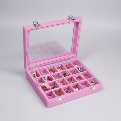Velvet Jewellery Box with Glass Lid