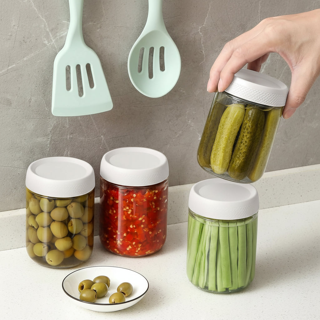 Airtight Stackable Glass Storage Jars