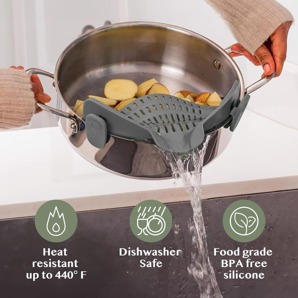Clip On Silicone Pot Pasta Strainer