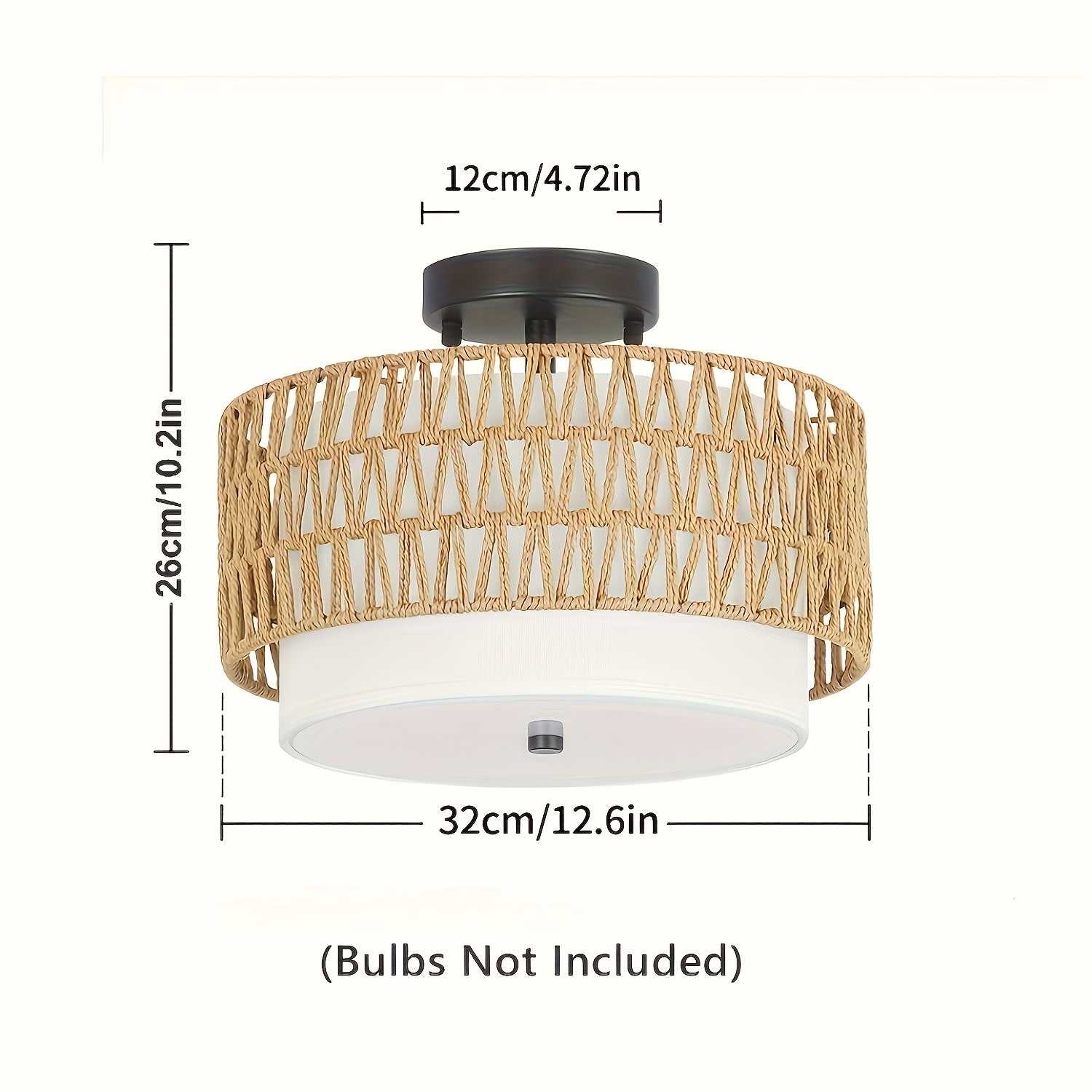 Boho Rattan & Linen Ceiling Light