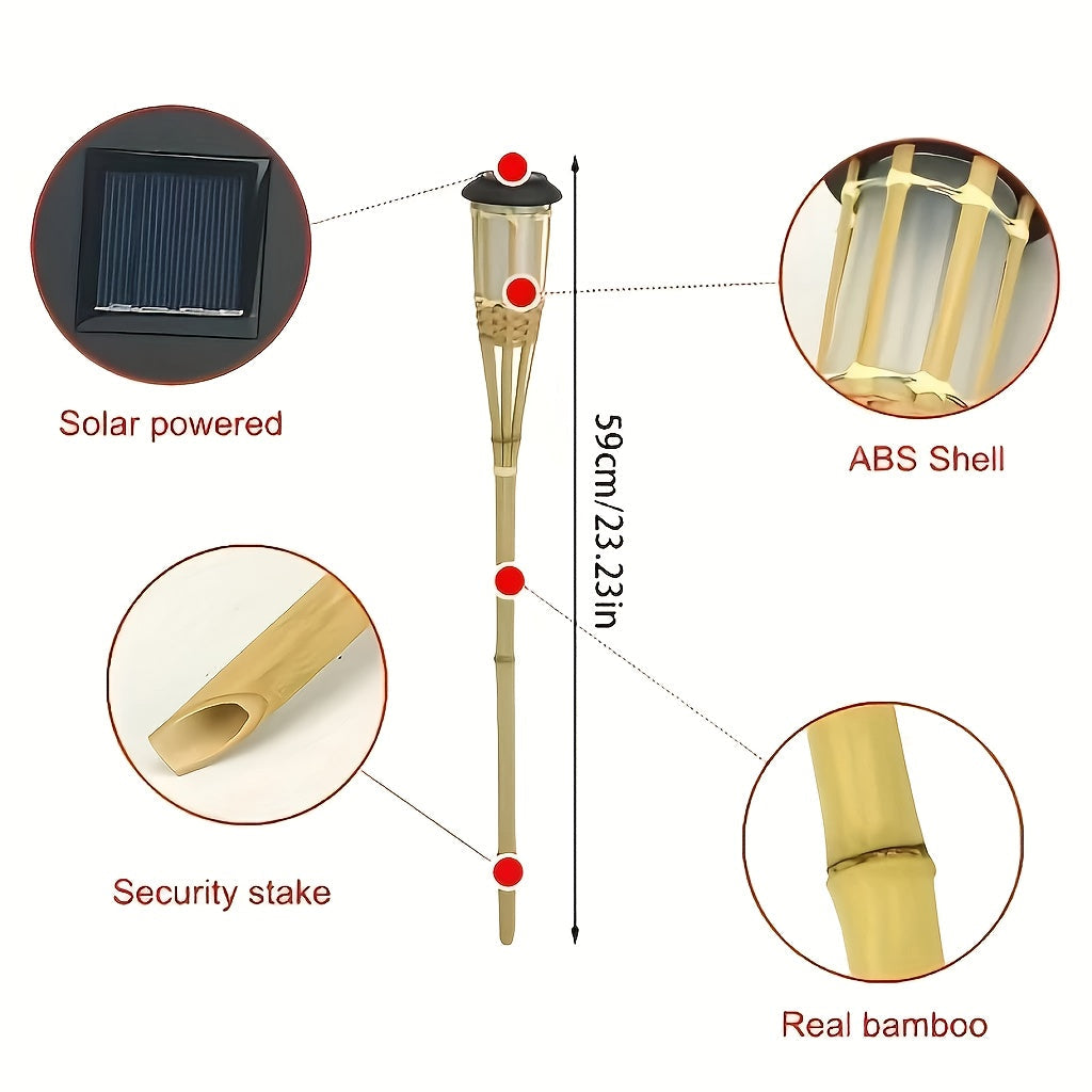 Solar Bamboo Flame Lantern 2 Pack