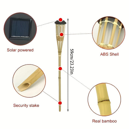 Solar Bamboo Flame Lantern 2 Pack