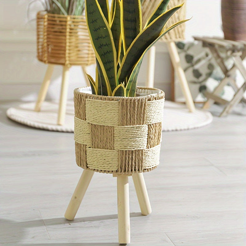 Bohemian Rattan Woven Plant Stand
