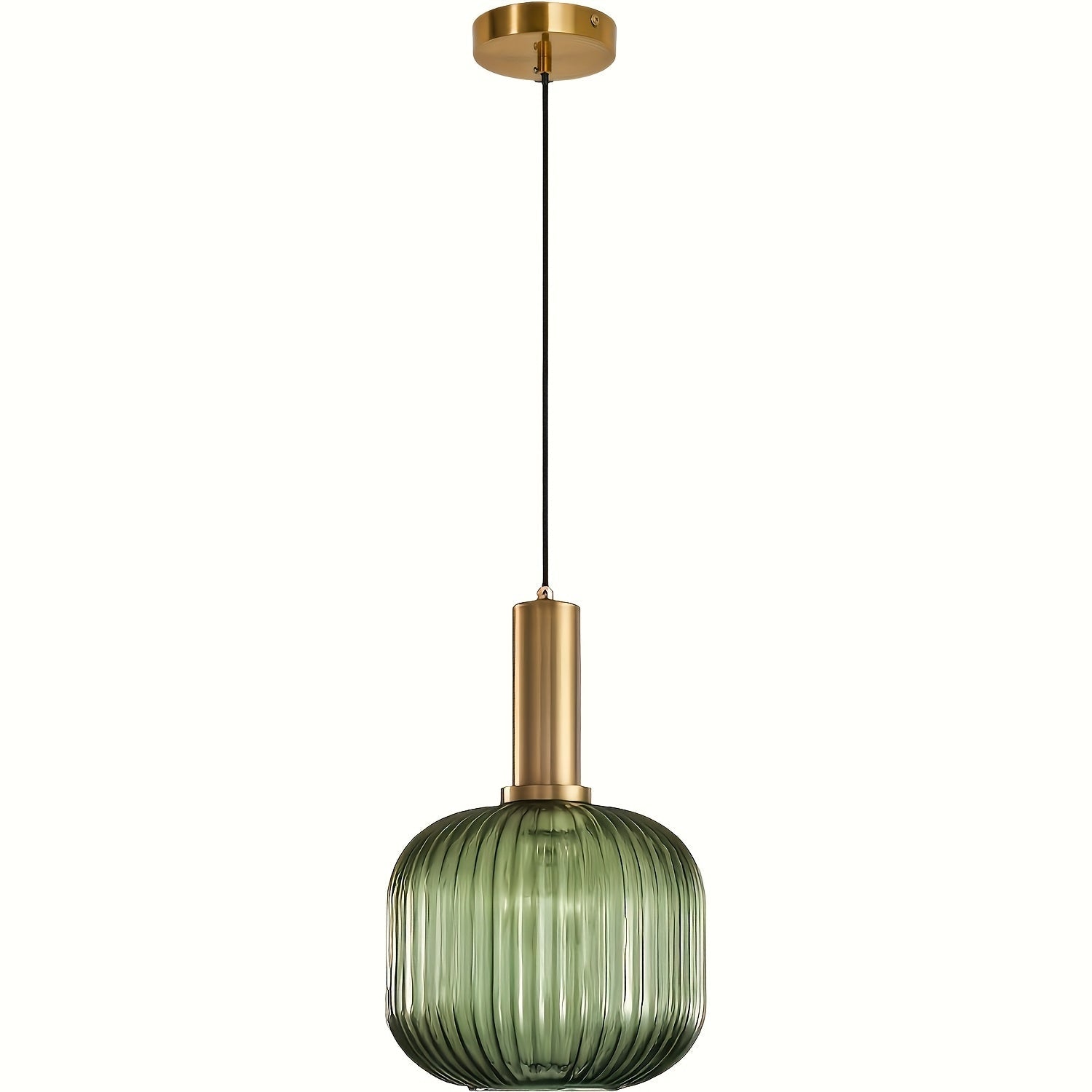 Ribbed Glass & Brass Pendant