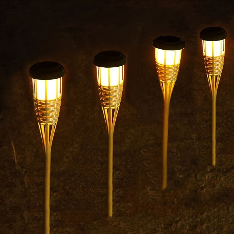 Solar Bamboo Flame Lantern 2 Pack