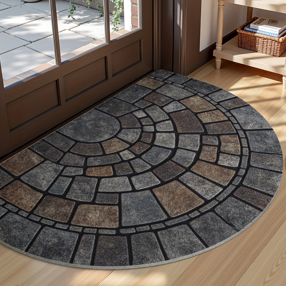 Half Circle Mosaic Pattern Door Mat