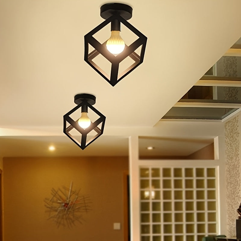 Geometric Cube Semi Flush Ceiling Light