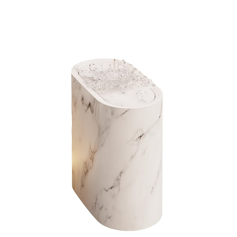 Marble Pattern Lidded Bathroom Bin