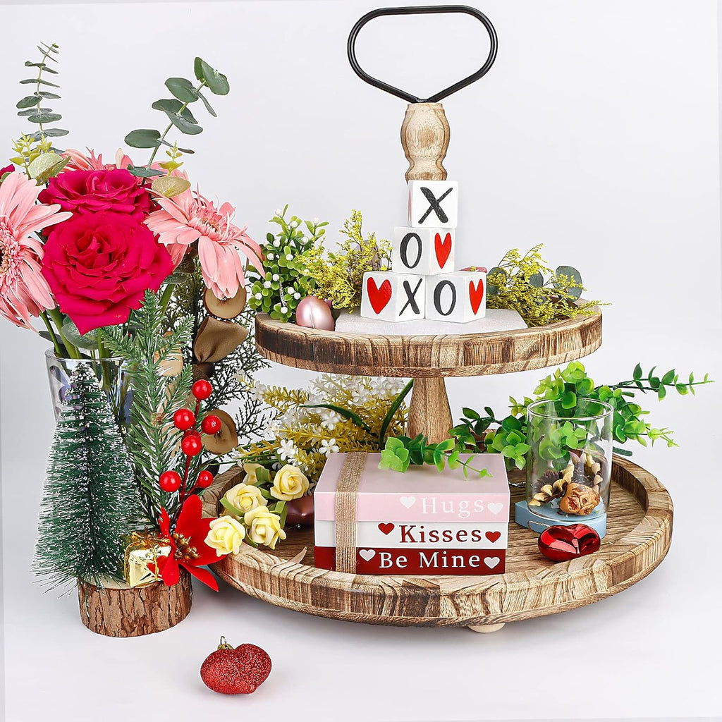 Wooden Valentine Book Stack Decor