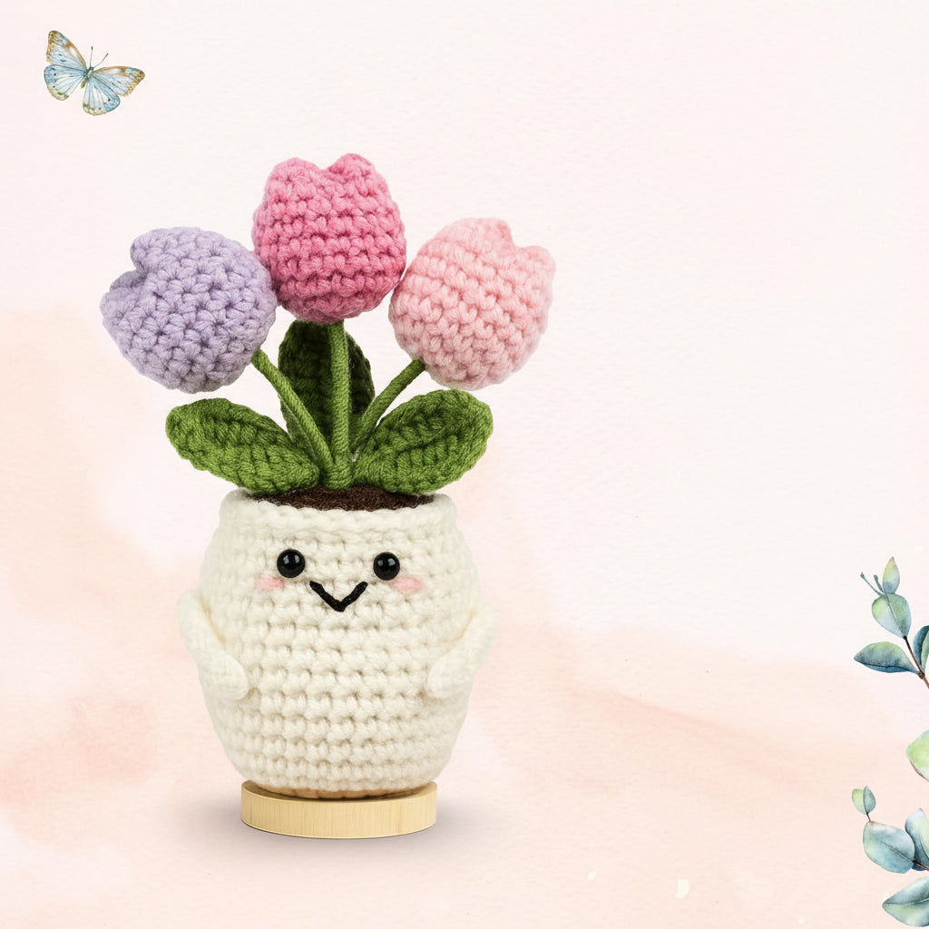 Handmade Crochet Flower Desk Decor