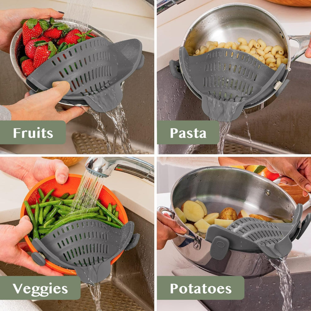 Clip On Silicone Pot Pasta Strainer