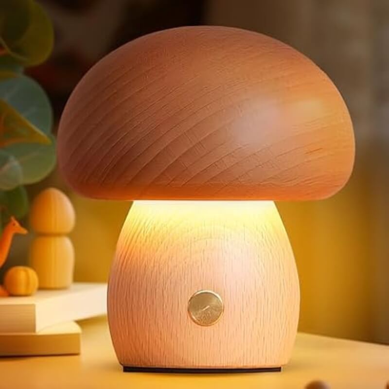 Portobello Wooden Mushroom Night Light