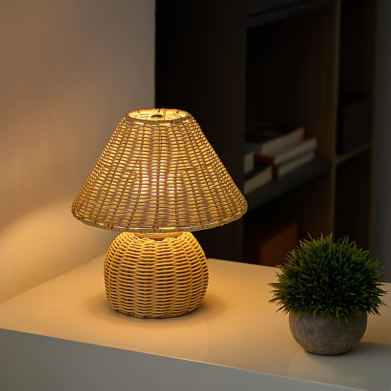 Bamboo Woven USB Desk Lamp